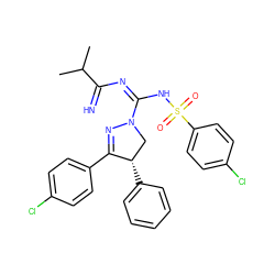 CC(C)C(=N)N=C(NS(=O)(=O)c1ccc(Cl)cc1)N1C[C@H](c2ccccc2)C(c2ccc(Cl)cc2)=N1 ZINC001772573977