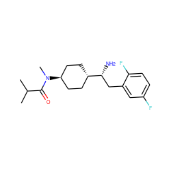 CC(C)C(=O)N(C)[C@H]1CC[C@H]([C@H](N)Cc2cc(F)ccc2F)CC1 ZINC000254047949