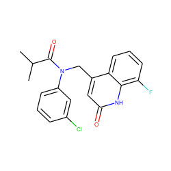 CC(C)C(=O)N(Cc1cc(=O)[nH]c2c(F)cccc12)c1cccc(Cl)c1 ZINC000040395202