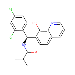 CC(C)C(=O)N[C@@H](c1ccc(Cl)cc1Cl)c1ccc2cccnc2c1O ZINC000000869240