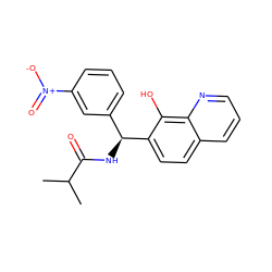 CC(C)C(=O)N[C@@H](c1cccc([N+](=O)[O-])c1)c1ccc2cccnc2c1O ZINC000000855781