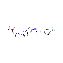 CC(C)C(=O)N[C@@H]1CCN(c2ccc3cc(NC(=O)CCc4ccc(C(F)(F)F)cc4)ccc3n2)C1 ZINC000036351755