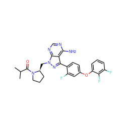 CC(C)C(=O)N1CCC[C@@H]1Cn1nc(-c2ccc(Oc3cccc(F)c3F)cc2F)c2c(N)ncnc21 ZINC001772633935