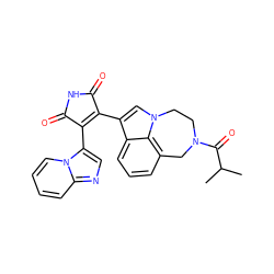 CC(C)C(=O)N1CCn2cc(C3=C(c4cnc5ccccn45)C(=O)NC3=O)c3cccc(c32)C1 ZINC000028133142