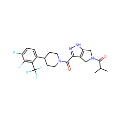 CC(C)C(=O)N1Cc2[nH]nc(C(=O)N3CCC(c4ccc(F)c(F)c4C(F)(F)F)CC3)c2C1 ZINC001772643796