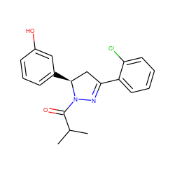 CC(C)C(=O)N1N=C(c2ccccc2Cl)C[C@@H]1c1cccc(O)c1 ZINC000028523899