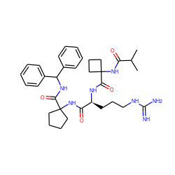 CC(C)C(=O)NC1(C(=O)N[C@@H](CCCNC(=N)N)C(=O)NC2(C(=O)NC(c3ccccc3)c3ccccc3)CCCC2)CCC1 ZINC000149764437