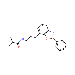 CC(C)C(=O)NCCCc1cccc2nc(-c3ccccc3)oc12 ZINC000027213983