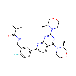 CC(C)C(=O)NCc1cc(-c2ccc3c(N4CCOC[C@@H]4C)nc(N4CCOC[C@@H]4C)nc3n2)ccc1F ZINC000139390059