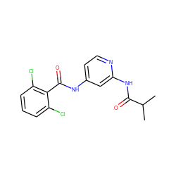 CC(C)C(=O)Nc1cc(NC(=O)c2c(Cl)cccc2Cl)ccn1 ZINC000096282855