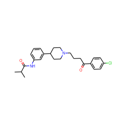 CC(C)C(=O)Nc1cccc(C2CCN(CCCC(=O)c3ccc(Cl)cc3)CC2)c1 ZINC000028710563