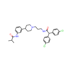 CC(C)C(=O)Nc1cccc(C2CCN(CCCNC(=O)C(c3ccc(Cl)cc3)c3ccc(Cl)cc3)CC2)c1 ZINC000028710130