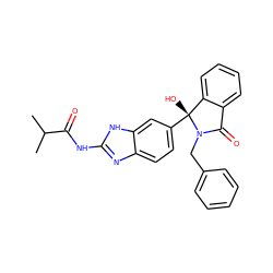 CC(C)C(=O)Nc1nc2ccc([C@]3(O)c4ccccc4C(=O)N3Cc3ccccc3)cc2[nH]1 ZINC000116258283