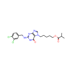 CC(C)C(=O)OCCCCCn1cnc2nc(NCc3ccc(Cl)c(Cl)c3)[nH]c(=O)c21 ZINC000028346196