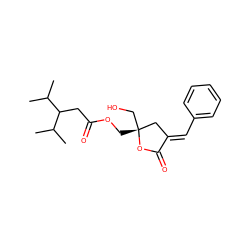 CC(C)C(CC(=O)OC[C@@]1(CO)C/C(=C\c2ccccc2)C(=O)O1)C(C)C ZINC000013704186