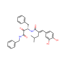 CC(C)C/C(=C\c1ccc(O)c(O)c1)C(=O)N[C@@H](Cc1ccccc1)C(=O)C(=O)NCc1ccccc1 ZINC000071341250