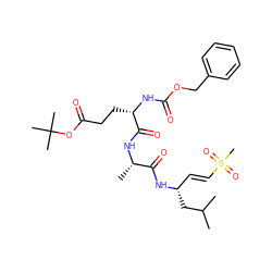 CC(C)C[C@@H](/C=C/S(C)(=O)=O)NC(=O)[C@H](C)NC(=O)[C@H](CCC(=O)OC(C)(C)C)NC(=O)OCc1ccccc1 ZINC000034802541