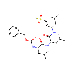 CC(C)C[C@@H](/C=C/S(C)(=O)=O)NC(=O)[C@H](CC(C)C)NC(=O)[C@H](CC(C)C)NC(=O)OCc1ccccc1 ZINC000017654603