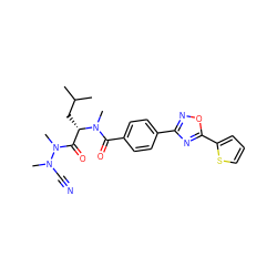 CC(C)C[C@@H](C(=O)N(C)N(C)C#N)N(C)C(=O)c1ccc(-c2noc(-c3cccs3)n2)cc1 ZINC000066113753