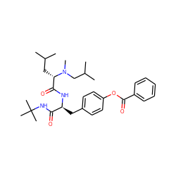 CC(C)C[C@@H](C(=O)N[C@@H](Cc1ccc(OC(=O)c2ccccc2)cc1)C(=O)NC(C)(C)C)N(C)CC(C)C ZINC000027992405