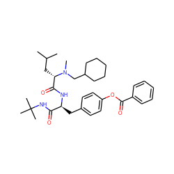 CC(C)C[C@@H](C(=O)N[C@@H](Cc1ccc(OC(=O)c2ccccc2)cc1)C(=O)NC(C)(C)C)N(C)CC1CCCCC1 ZINC000026274062