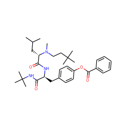 CC(C)C[C@@H](C(=O)N[C@@H](Cc1ccc(OC(=O)c2ccccc2)cc1)C(=O)NC(C)(C)C)N(C)CCC(C)(C)C ZINC000028005339