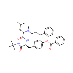 CC(C)C[C@@H](C(=O)N[C@@H](Cc1ccc(OC(=O)c2ccccc2)cc1)C(=O)NC(C)(C)C)N(C)CCCc1ccccc1 ZINC000026262343