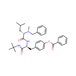 CC(C)C[C@@H](C(=O)N[C@@H](Cc1ccc(OC(=O)c2ccccc2)cc1)C(=O)NC(C)(C)C)N(C)Cc1ccccc1 ZINC000026267833