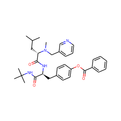 CC(C)C[C@@H](C(=O)N[C@@H](Cc1ccc(OC(=O)c2ccccc2)cc1)C(=O)NC(C)(C)C)N(C)Cc1cccnc1 ZINC000026250564