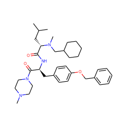 CC(C)C[C@@H](C(=O)N[C@@H](Cc1ccc(OCc2ccccc2)cc1)C(=O)N1CCN(C)CC1)N(C)CC1CCCCC1 ZINC000029475069