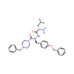 CC(C)C[C@@H](C(=O)N[C@@H](Cc1ccc(OCc2ccccc2)cc1)C(=O)N1CCN(Cc2ccccc2)CC1)N(C)C ZINC000029481503