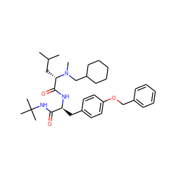 CC(C)C[C@@H](C(=O)N[C@@H](Cc1ccc(OCc2ccccc2)cc1)C(=O)NC(C)(C)C)N(C)CC1CCCCC1 ZINC000029479634