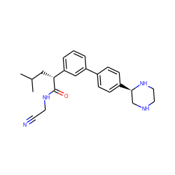 CC(C)C[C@@H](C(=O)NCC#N)c1cccc(-c2ccc([C@@H]3CNCCN3)cc2)c1 ZINC000027200409