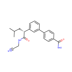 CC(C)C[C@@H](C(=O)NCC#N)c1cccc(-c2ccc(C(N)=O)cc2)c1 ZINC000013525579