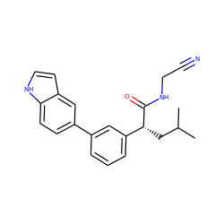 CC(C)C[C@@H](C(=O)NCC#N)c1cccc(-c2ccc3[nH]ccc3c2)c1 ZINC000013525655