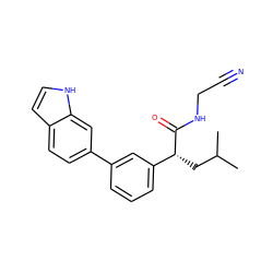 CC(C)C[C@@H](C(=O)NCC#N)c1cccc(-c2ccc3cc[nH]c3c2)c1 ZINC000013525648