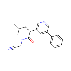 CC(C)C[C@@H](C(=O)NCC#N)c1cncc(-c2ccccc2)c1 ZINC000013525564