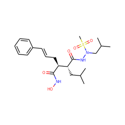 CC(C)C[C@@H](C(=O)NN(CC(C)C)S(C)(=O)=O)[C@H](C/C=C/c1ccccc1)C(=O)NO ZINC000003820345