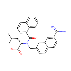 CC(C)C[C@@H](C(=O)O)N(Cc1ccc2ccc(C(=N)N)cc2c1)C(=O)c1cccc2ccccc12 ZINC000028521024