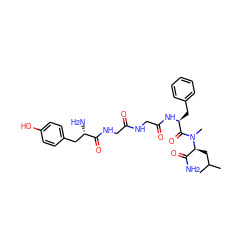 CC(C)C[C@@H](C(N)=O)N(C)C(=O)[C@H](Cc1ccccc1)NC(=O)CNC(=O)CNC(=O)[C@@H](N)Cc1ccc(O)cc1 ZINC000026938238