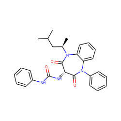 CC(C)C[C@@H](C)N1C(=O)[C@@H](NC(=O)Nc2ccccc2)C(=O)N(c2ccccc2)c2ccccc21 ZINC000013813470