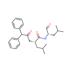 CC(C)C[C@@H](C=O)NC(=O)[C@@H](CC(=O)C(c1ccccc1)c1ccccc1)CC(C)C ZINC000029395496