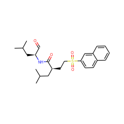 CC(C)C[C@@H](C=O)NC(=O)[C@@H](CCS(=O)(=O)c1ccc2ccccc2c1)CC(C)C ZINC000001893722