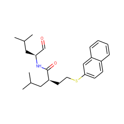 CC(C)C[C@@H](C=O)NC(=O)[C@@H](CCSc1ccc2ccccc2c1)CC(C)C ZINC000001893725