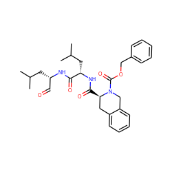 CC(C)C[C@@H](C=O)NC(=O)[C@H](CC(C)C)NC(=O)[C@@H]1Cc2ccccc2CN1C(=O)OCc1ccccc1 ZINC000027624303