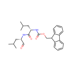 CC(C)C[C@@H](C=O)NC(=O)[C@H](CC(C)C)NC(=O)OCC1c2ccccc2-c2ccccc21 ZINC000027627377