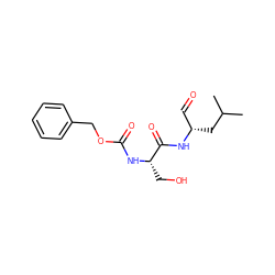 CC(C)C[C@@H](C=O)NC(=O)[C@H](CO)NC(=O)OCc1ccccc1 ZINC000027624453