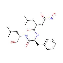 CC(C)C[C@@H](C=O)NC(=O)[C@H](Cc1ccccc1)NC(=O)[C@@H](CC(=O)NO)CC(C)C ZINC000013437598