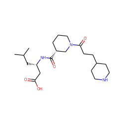 CC(C)C[C@@H](CC(=O)O)NC(=O)[C@@H]1CCCN(C(=O)CCC2CCNCC2)C1 ZINC000026467698