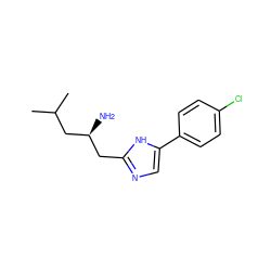 CC(C)C[C@@H](N)Cc1ncc(-c2ccc(Cl)cc2)[nH]1 ZINC001772574152